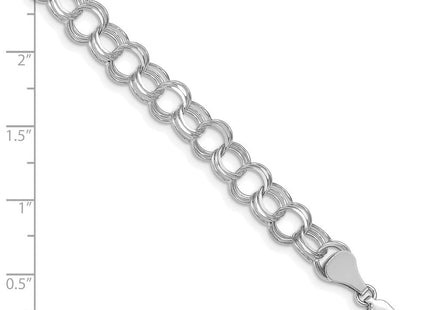 14k White Gold Solid Triple Link Charm Bracelet (Style TO748W-7)