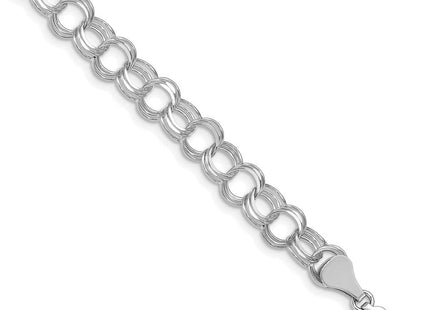 14k White Gold Solid Triple Link Charm Bracelet (Style TO748W-7)