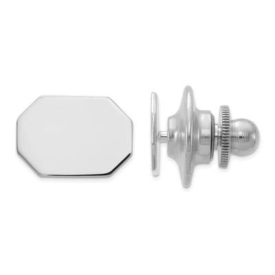 14K White Gold Men's Rectangular Octagon Tie Tac