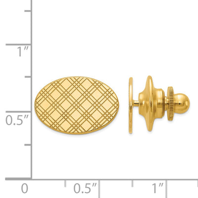 14K Men's Checkered Pattern Oval Tie Tac