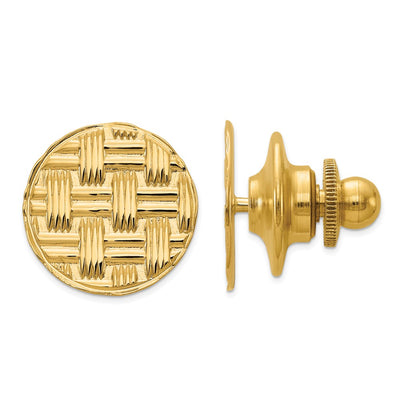 14K Men's Circular Basketweave Textured Tie Tac