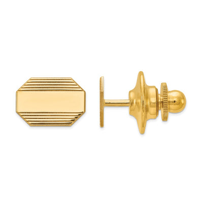 14K Men's Rectangular Octagon w/Line Design Tie Tac