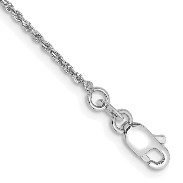 14K White Gold Diamond-cut Machine Made Rope with Lobster Clasp Chain Chain, 1 x 1.15mm