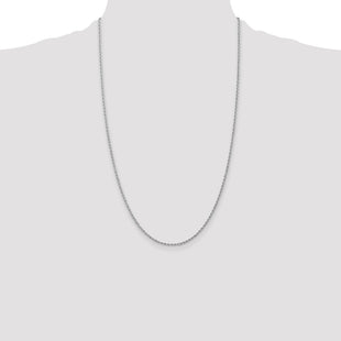 14K White Gold Regular Rope with Lobster Clasp Chain (Style W012S-26)