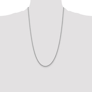 14K White Gold Regular Rope with Lobster Clasp Chain (Style W018S-26)