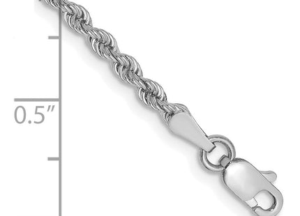 14K White Gold Regular Rope with Lobster Clasp Chain (Style W018S-7)