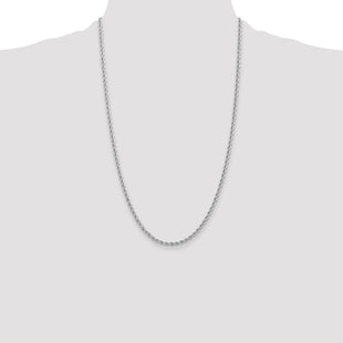 14K White Gold Regular Rope with Lobster Clasp Chain (Style W021S-26)