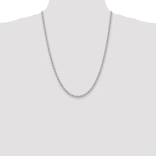 14K White Gold Regular Rope with Lobster Clasp Chain (Style W030S-24)