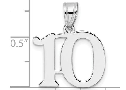 14kw Polished Number 10 Pendant (Style WAPN10)