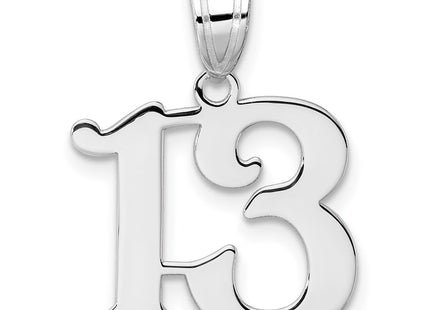 14K white gold number 13 pendant