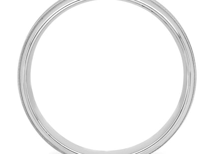 14K White Gold Standard Weight Comfort Fit Brushed Satin/Polished Milgrain Grooved Edge Wedding Band
