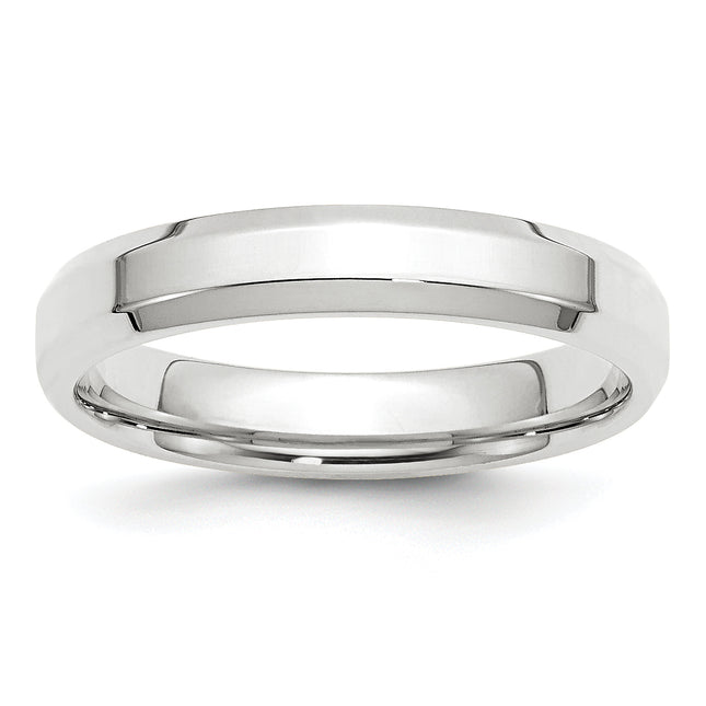 14k White Gold Beveled Edge Comfort Fit Wedding Band