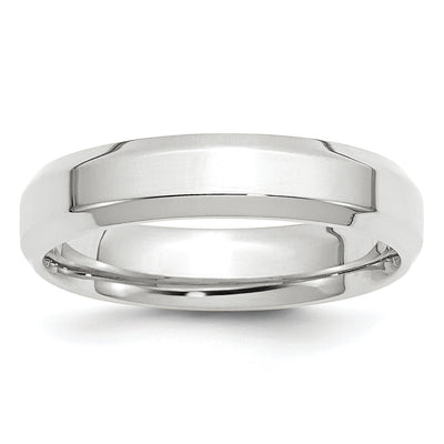 14K White Gold Beveled Edge Comfort Fit Wedding Band