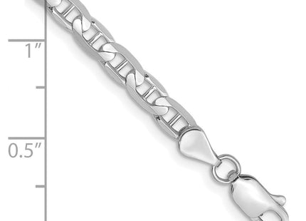14K White Gold Concave Anchor with Lobster Clasp Bracelet (Style WCA100-7)