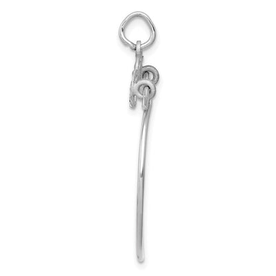14K White Gold Dolphin Charm, 15 x 13mm