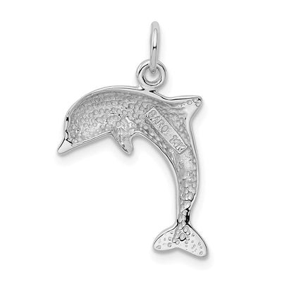 14K White Gold Dolphin Charm, 23 x 15mm