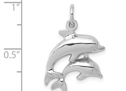 14k White Gold Dolphin Charm, 22 x 17mm
