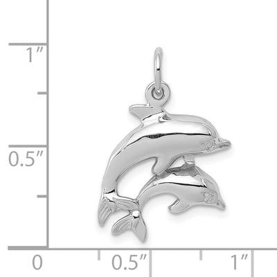 14K White Gold Dolphin Charm, 22 x 17mm