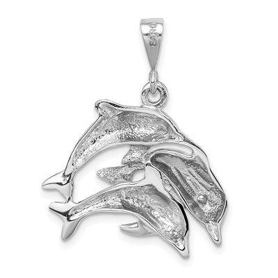 14K White Gold Dolphin Charm, 31 x 23mm