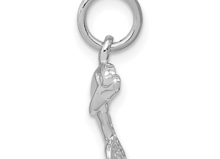 14k White Gold Dolphin Charm, 15 x 13mm