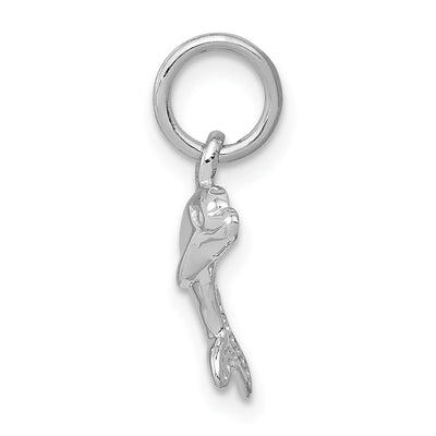 14K White Gold Dolphin Charm, 15 x 13mm