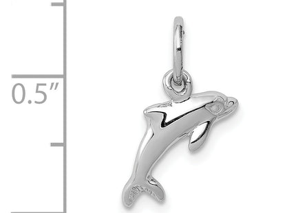 14k White Gold Dolphin Charm, 15 x 13mm