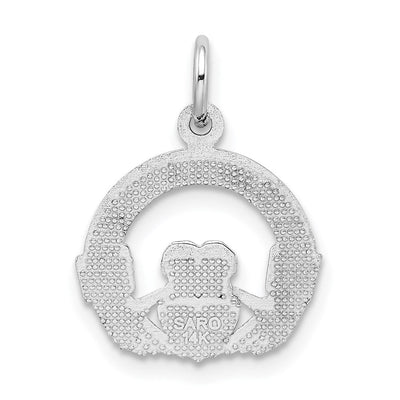 14K White Gold Claddagh Charm, 20 x 14mm