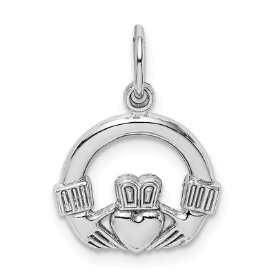 14K White Gold Claddagh Charm, 20 x 14mm