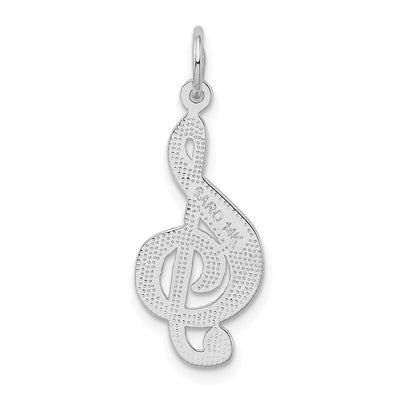 14K White Gold Treble Clef Charm, 29.11 x 11.20mm