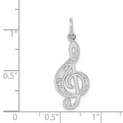 14K White Gold Treble Clef Charm, 29.11 x 11.20mm