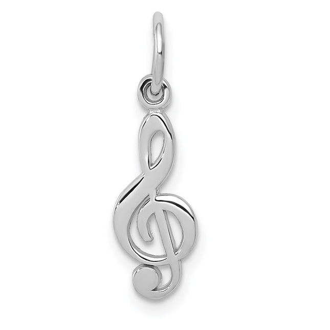 14K White Gold Treble Clef Charm, 20 x 5mm