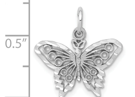 14k White Gold Butterfly Charm, 18 x 17mm