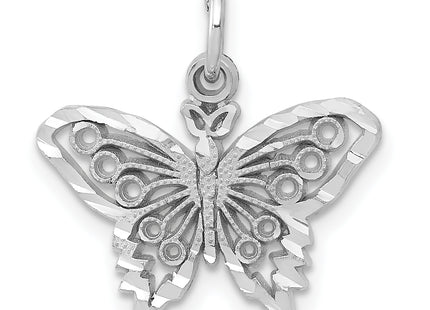 14k White Gold Butterfly Charm, 18 x 17mm