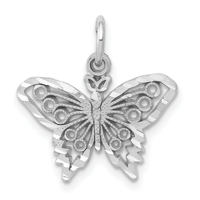 14K White Gold Butterfly Charm, 18 x 17mm