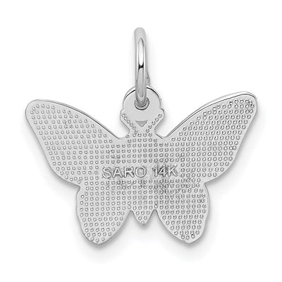 14K White Gold Butterfly Charm, 18 x 17mm