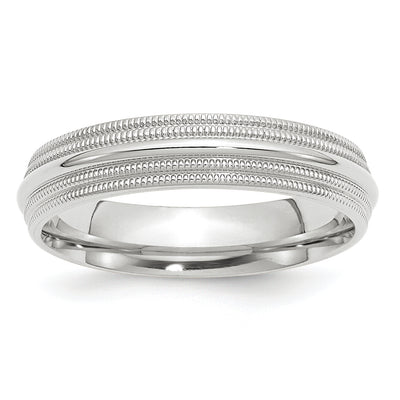14K White Gold Double Milgrain Comfort Fit Wedding Band