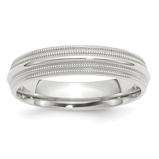 14k White Gold Double Milgrain Comfort Fit Wedding Band