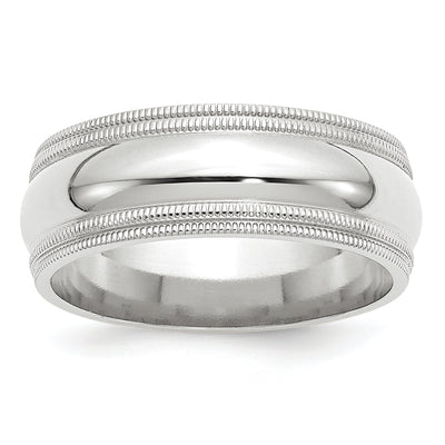 14K White Gold Double Milgrain Comfort Fit Wedding Band