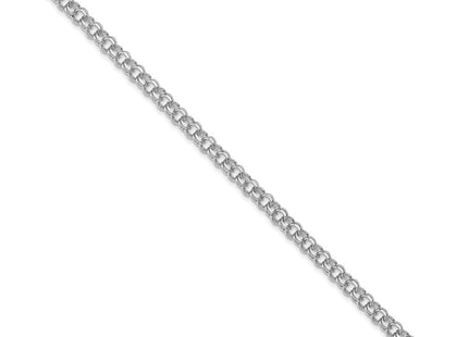 14k White Gold Solid Double Link Charm Bracelet (Style WDO502-7)