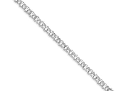 14k White Gold Solid Double Link Charm Bracelet (Style WDO503-7)