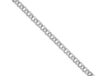 14k White Gold Solid Double Link Charm Bracelet (Style WDO504-7)