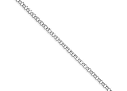 14k White Gold Solid Double Link Charm Bracelet (Style WDO506-7)