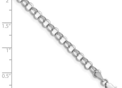 14k White Gold Solid Double Link Charm Bracelet (Style WDO506-7)