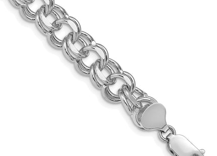 14k White Gold Solid Double Link Charm Bracelet (Style WDO508-7)