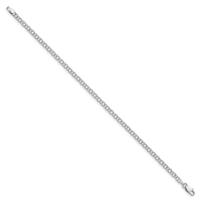 14K White Gold Solid Double Link Childs Charm Bracelet, 5.5 x 3mm