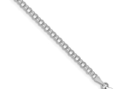 14k White Gold Solid Double Link Charm Bracelet (Style WDO511-7)