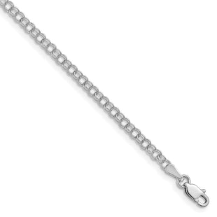 14k White Gold Solid Double Link Charm Bracelet (Style WDO511-7)
