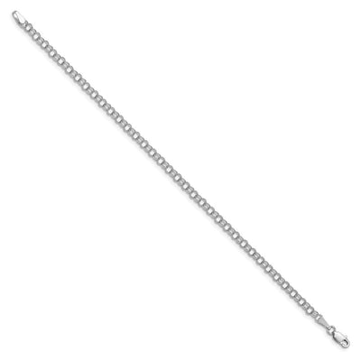 14K White Gold Solid Double Link Childs Charm Bracelet, 5.5 x 3.5mm