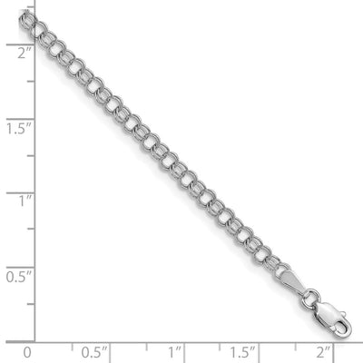 14K White Gold Solid Double Link Childs Charm Bracelet, 5.5 x 3.5mm
