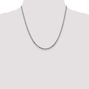 14K White Gold Flat Beveled Curb with Lobster Clasp Chain (Style WFBU080-20)